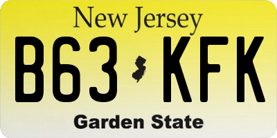 NJ license plate B63KFK