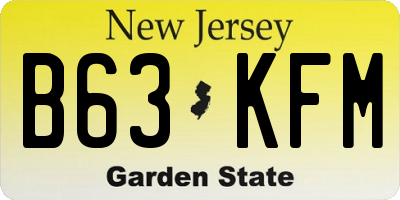 NJ license plate B63KFM