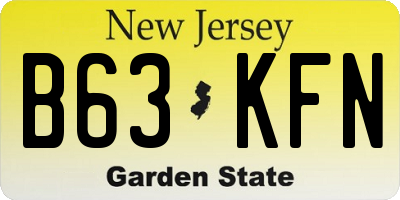 NJ license plate B63KFN