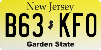 NJ license plate B63KFO