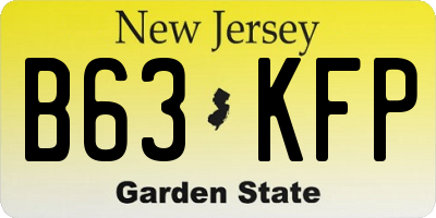 NJ license plate B63KFP