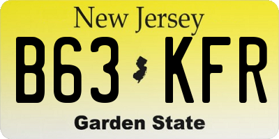 NJ license plate B63KFR