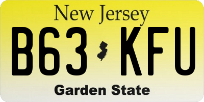 NJ license plate B63KFU