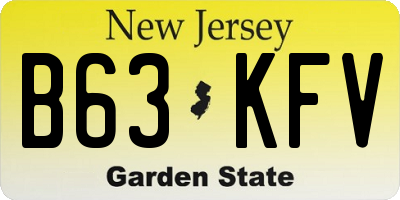 NJ license plate B63KFV