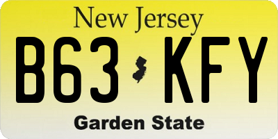 NJ license plate B63KFY