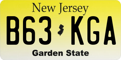 NJ license plate B63KGA