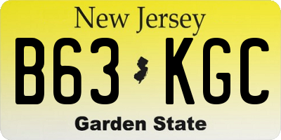 NJ license plate B63KGC