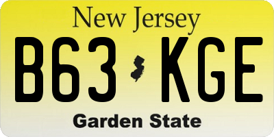 NJ license plate B63KGE