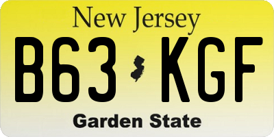 NJ license plate B63KGF