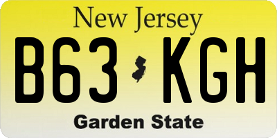 NJ license plate B63KGH