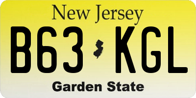 NJ license plate B63KGL