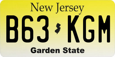 NJ license plate B63KGM