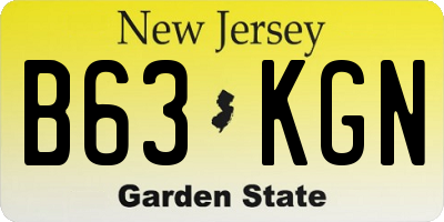 NJ license plate B63KGN