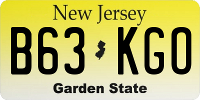 NJ license plate B63KGO