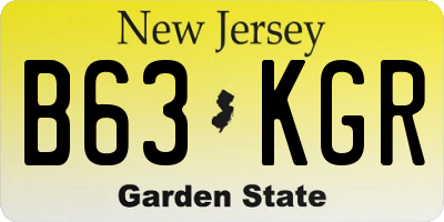 NJ license plate B63KGR