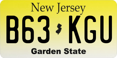NJ license plate B63KGU