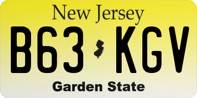 NJ license plate B63KGV
