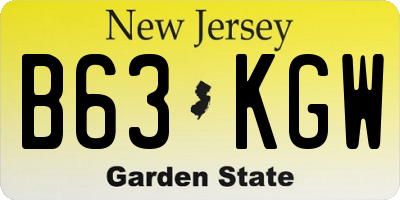 NJ license plate B63KGW