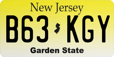 NJ license plate B63KGY