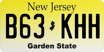 NJ license plate B63KHH