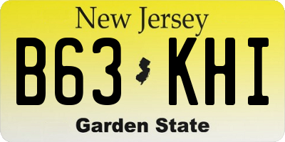 NJ license plate B63KHI