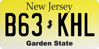 NJ license plate B63KHL