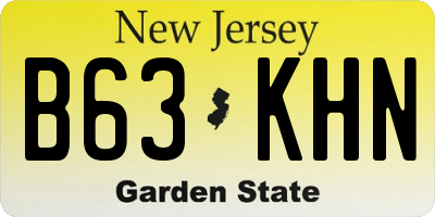 NJ license plate B63KHN