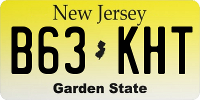 NJ license plate B63KHT