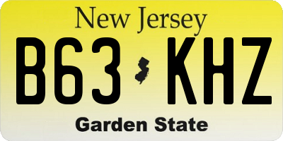NJ license plate B63KHZ