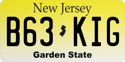 NJ license plate B63KIG