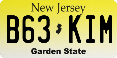 NJ license plate B63KIM