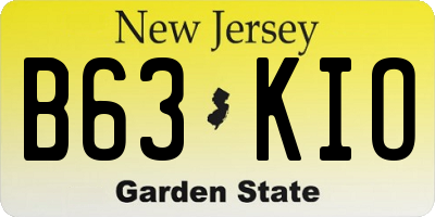 NJ license plate B63KIO