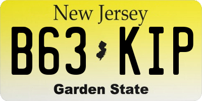 NJ license plate B63KIP