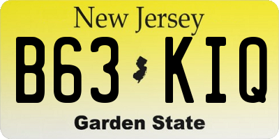 NJ license plate B63KIQ