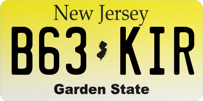 NJ license plate B63KIR