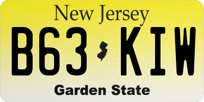 NJ license plate B63KIW