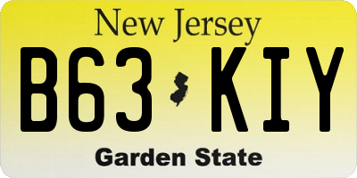 NJ license plate B63KIY