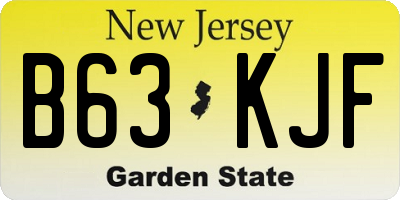 NJ license plate B63KJF