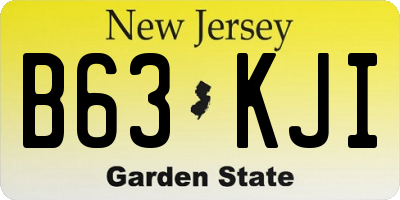 NJ license plate B63KJI