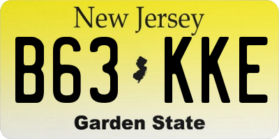 NJ license plate B63KKE