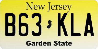 NJ license plate B63KLA