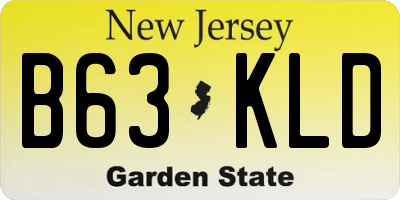 NJ license plate B63KLD