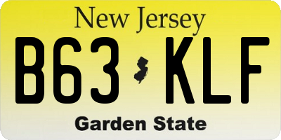NJ license plate B63KLF