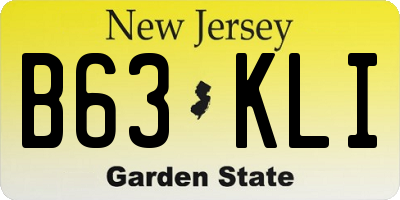 NJ license plate B63KLI