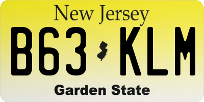 NJ license plate B63KLM