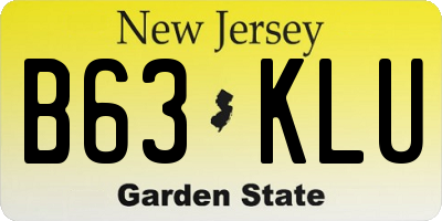 NJ license plate B63KLU