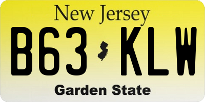 NJ license plate B63KLW