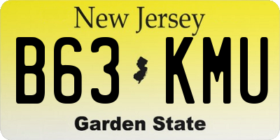 NJ license plate B63KMU