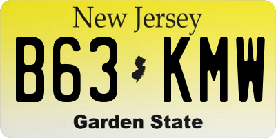 NJ license plate B63KMW