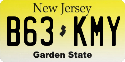 NJ license plate B63KMY